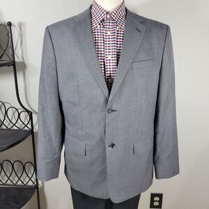 Banana Republic Men's Sport Coat Blazer Gray Herringbone‎ Polyester Blend 46L